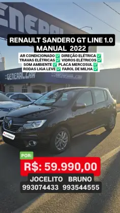 RENAULT SANDERO 1.0 12V SCE FLEX GT LINE MANUAL