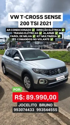 VOLKSWAGEN T-CROSS 1.0 200 TSI TOTAL FLEX SENSE AUTOMÁTICO VOLKSWAGEN T-CROSS 1.0 200 TSI TOTAL FLEX SENSE AUTOMÁTICO