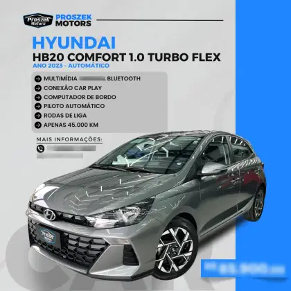 HYUNDAI HB20 1.0 TGDI FLEX COMFORT AUTOMÁTICO HYUNDAI HB20 1.0 TGDI FLEX COMFORT AUTOMÁTICO