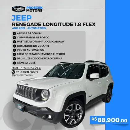 JEEP RENEGADE 1.8 16V FLEX LONGITUDE 4P AUTOMÁTICO JEEP RENEGADE 1.8 16V FLEX LONGITUDE 4P AUTOMÁTICO
