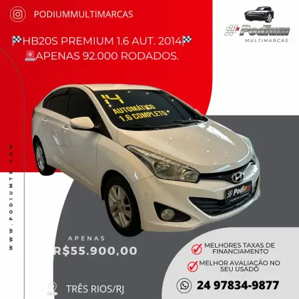 HYUNDAI HB20S 1.6 PREMIUM 16V FLEX 4P AUTOMÁTICO