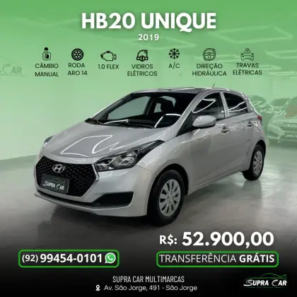 HYUNDAI HB20 1.0 UNIQUE 12V FLEX 4P MANUAL