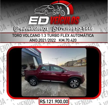 FIAT TORO 1.3 TURBO 270 FLEX VOLCANO AT6 FIAT TORO 1.3 TURBO 270 FLEX VOLCANO AT6