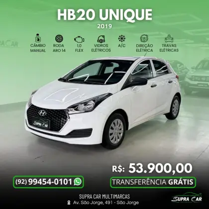 HYUNDAI HB20 1.0 UNIQUE 12V FLEX 4P MANUAL