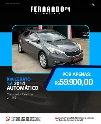 KIA CERATO 1.6 SX 16V FLEX 4P AUTOMÁTICO
