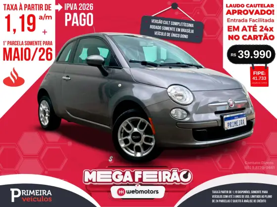 FIAT 500 1.4 CULT 8V FLEX 2P MANUAL FIAT 500 1.4 CULT 8V FLEX 2P MANUAL