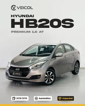 HYUNDAI HB20S 1.6 PREMIUM 16V FLEX 4P AUTOMÁTICO HYUNDAI HB20S 1.6 PREMIUM 16V FLEX 4P AUTOMÁTICO