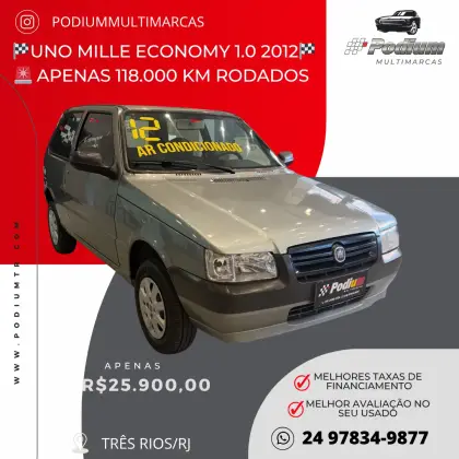 FIAT UNO 1.0 MPI MILLE FIRE ECONOMY 8V FLEX 2P MANUAL