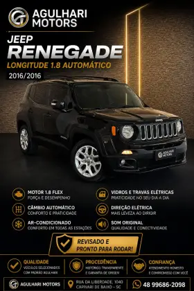 JEEP RENEGADE 1.8 16V FLEX LONGITUDE 4P AUTOMÁTICO JEEP RENEGADE 1.8 16V FLEX LONGITUDE 4P AUTOMÁTICO