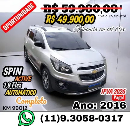 CHEVROLET SPIN 1.8 ACTIV 8V FLEX 4P AUTOMÁTICO CHEVROLET SPIN 1.8 ACTIV 8V FLEX 4P AUTOMÁTICO