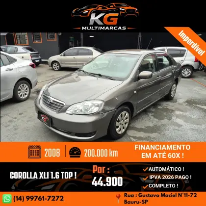 TOYOTA COROLLA 1.6 XLI 16V GASOLINA 4P AUTOMÁTICO TOYOTA COROLLA 1.6 XLI 16V GASOLINA 4P AUTOMÁTICO