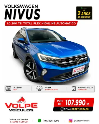 VOLKSWAGEN NIVUS 1.0 200 TSI TOTAL FLEX HIGHLINE AUTOMÁTICO VOLKSWAGEN NIVUS 1.0 200 TSI TOTAL FLEX HIGHLINE AUTOMÁTICO