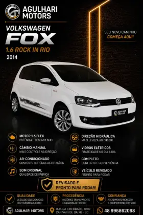 VOLKSWAGEN FOX 1.6 MI ROCK IN RIO 8V FLEX 4P MANUAL VOLKSWAGEN FOX 1.6 MI ROCK IN RIO 8V FLEX 4P MANUAL