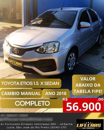 TOYOTA ETIOS 1.5 X SEDAN 16V FLEX 4P MANUAL