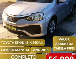 TOYOTA ETIOS 1.5 X SEDAN 16V FLEX 4P MANUAL TOYOTA ETIOS 1.5 X SEDAN 16V FLEX 4P MANUAL