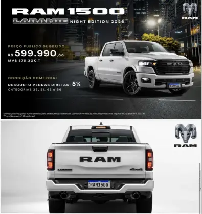 RAM 1500 3.0 HURRICANE 6 BITURBO GASOLINA RHO CD 4X4 AUTOMÁTICO RAM 1500 3.0 HURRICANE 6 BITURBO GASOLINA RHO CD 4X4 AUTOMÁTICO