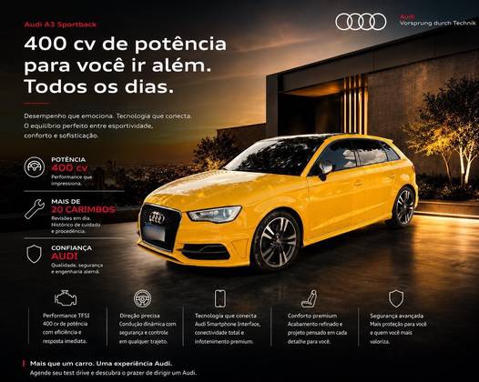 AUDI S3 2.0 TFSI SPORTBACK QUATTRO GASOLINA 4P S-TRONIC