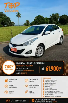 HYUNDAI HB20S 1.6 PREMIUM 16V FLEX 4P AUTOMÁTICO HYUNDAI HB20S 1.6 PREMIUM 16V FLEX 4P AUTOMÁTICO