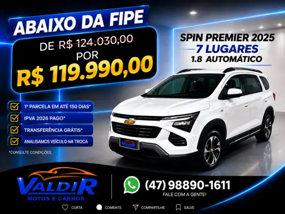 CHEVROLET SPIN 1.8 PREMIER 8V FLEX 4P AUTOMÁTICO CHEVROLET SPIN 1.8 PREMIER 8V FLEX 4P AUTOMÁTICO