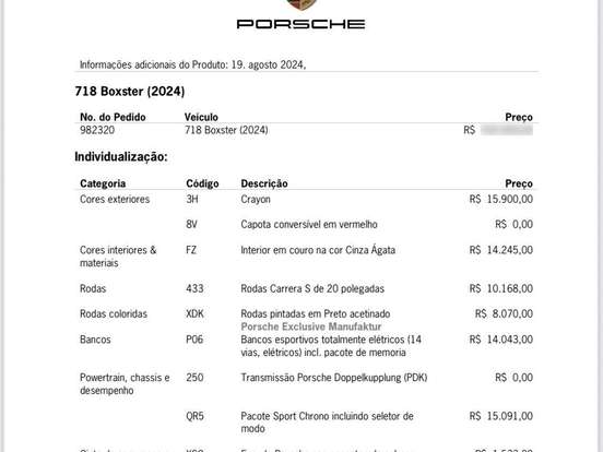 PORSCHE-718-2.0 16V H4 GASOLINA BOXSTER PDK PORSCHE-718-2024