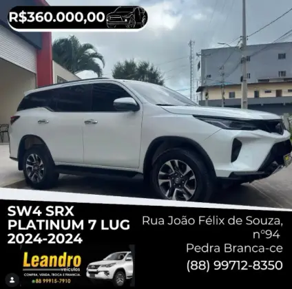 TOYOTA HILUX SW4 2.8 D-4D TURBO DIESEL SRX PLATINUM 4X4 AUTOMÁTICO TOYOTA HILUX SW4 2.8 D-4D TURBO DIESEL SRX PLATINUM 4X4 AUTOMÁTICO