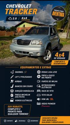 CHEVROLET TRACKER 2.0 4X4 16V GASOLINA 4P MANUAL