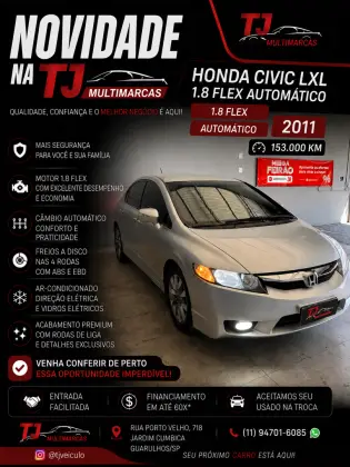 HONDA CIVIC 1.8 LXL 16V FLEX 4P AUTOMÁTICO HONDA CIVIC 1.8 LXL 16V FLEX 4P AUTOMÁTICO
