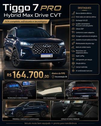 CAOA CHERY TIGGO 7 PRO 1.5 TCI FLEX HYBRID MAX DRIVE CVT