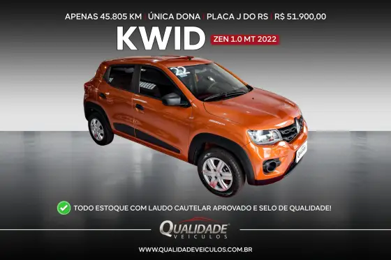 RENAULT KWID 1.0 12V SCE FLEX ZEN MANUAL RENAULT KWID 1.0 12V SCE FLEX ZEN MANUAL