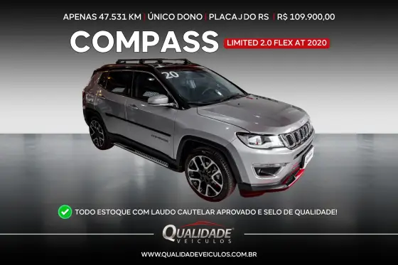 JEEP COMPASS 2.0 16V FLEX LIMITED AUTOMÁTICO JEEP COMPASS 2.0 16V FLEX LIMITED AUTOMÁTICO
