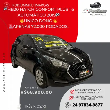 HYUNDAI HB20 1.6 COMFORT PLUS 16V FLEX 4P AUTOMÁTICO HYUNDAI HB20 1.6 COMFORT PLUS 16V FLEX 4P AUTOMÁTICO