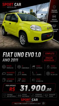 FIAT UNO 1.0 EVO VIVACE 8V FLEX 4P MANUAL FIAT UNO 1.0 EVO VIVACE 8V FLEX 4P MANUAL