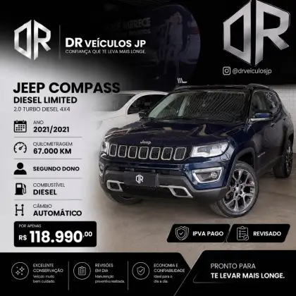 JEEP COMPASS 2.0 16V DIESEL LIMITED 4X4 AUTOMÁTICO JEEP COMPASS 2.0 16V DIESEL LIMITED 4X4 AUTOMÁTICO