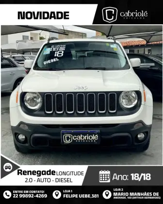 JEEP RENEGADE 2.0 16V TURBO DIESEL LONGITUDE 4P 4X4 AUTOMÁTICO JEEP RENEGADE 2.0 16V TURBO DIESEL LONGITUDE 4P 4X4 AUTOMÁTICO