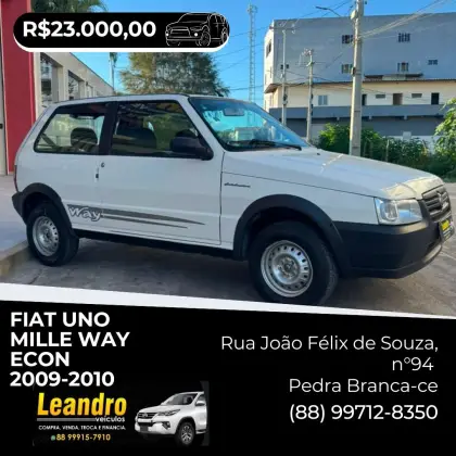 FIAT UNO 1.0 MPI MILLE WAY ECONOMY 8V FLEX 2P MANUAL FIAT UNO 1.0 MPI MILLE WAY ECONOMY 8V FLEX 2P MANUAL