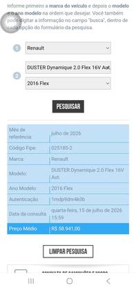 RENAULT DUSTER 2.0 DYNAMIQUE 4X2 16V FLEX 4P AUTOMÁTICO