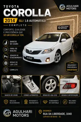 TOYOTA COROLLA 1.8 GLI 16V FLEX 4P AUTOMÁTICO TOYOTA COROLLA 1.8 GLI 16V FLEX 4P AUTOMÁTICO