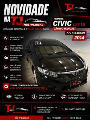 HONDA CIVIC 1.8 LXS 16V FLEX 4P MANUAL HONDA CIVIC 1.8 LXS 16V FLEX 4P MANUAL