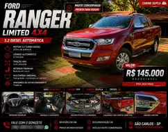 FORD RANGER 3.2 XLT 4X4 CD 20V DIESEL 4P AUTOMÁTICO FORD RANGER 3.2 XLT 4X4 CD 20V DIESEL 4P AUTOMÁTICO