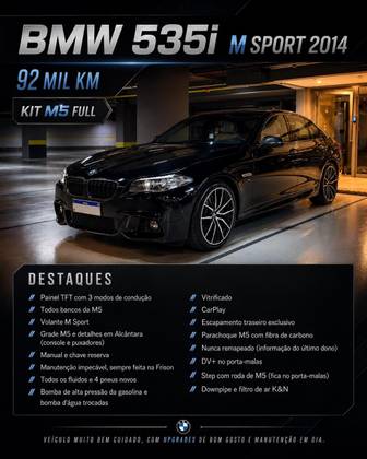 BMW 535i 3.0 M SPORT 24V GASOLINA 4P AUTOMÁTICO