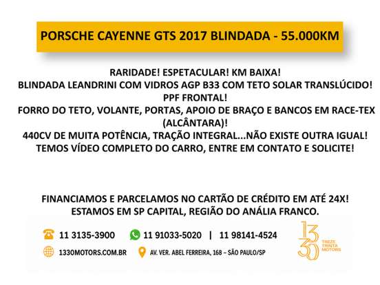 PORSCHE-CAYENNE-3.6 GTS 4X4 V6 24V GASOLINA 4P TIPTRONIC PORSCHE-CAYENNE-2016