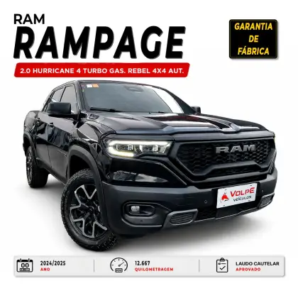 RAM RAMPAGE 2.0 HURRICANE 4 TURBO GASOLINA REBEL 4X4 AUTOMÁTICO RAM RAMPAGE 2.0 HURRICANE 4 TURBO GASOLINA REBEL 4X4 AUTOMÁTICO