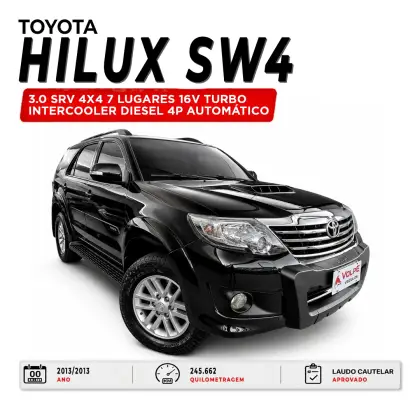 TOYOTA HILUX SW4 3.0 SRV 4X4 7 LUGARES 16V TURBO INTERCOOLER DIESEL 4P AUTOMÁTICO TOYOTA HILUX SW4 3.0 SRV 4X4 7 LUGARES 16V TURBO INTERCOOLER DIESEL 4P AUTOMÁTICO