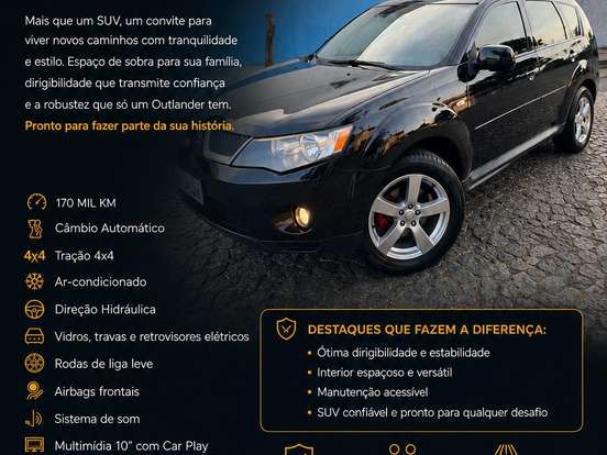 MITSUBISHI-OUTLANDER-2.4 4X4 16V GASOLINA 4P AUTOMÁTICO MITSUBISHI-OUTLANDER-2008
