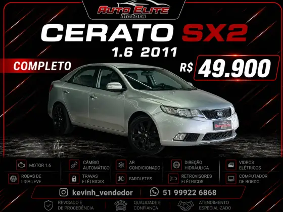 KIA CERATO 1.6 SX2 16V GASOLINA 4P AUTOMÁTICO KIA CERATO 1.6 SX2 16V GASOLINA 4P AUTOMÁTICO