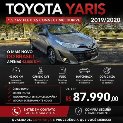 TOYOTA YARIS 1.5 16V FLEX XS CONNECT MULTIDRIVE TOYOTA YARIS 1.5 16V FLEX XS CONNECT MULTIDRIVE