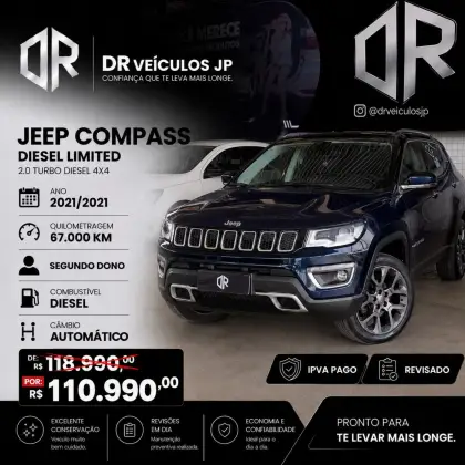 JEEP COMPASS 2.0 16V DIESEL LIMITED 4X4 AUTOMÁTICO JEEP COMPASS 2.0 16V DIESEL LIMITED 4X4 AUTOMÁTICO