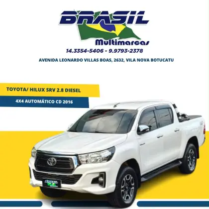 TOYOTA HILUX 2.8 SRV 4X4 CD 16V DIESEL 4P AUTOMÁTICO TOYOTA HILUX 2.8 SRV 4X4 CD 16V DIESEL 4P AUTOMÁTICO