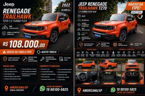 JEEP-RENEGADE-1.3 T270 TURBO FLEX TRAILHAWK 4X4 AT9 JEEP-RENEGADE-2022