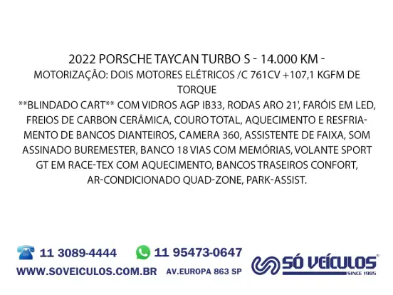 PORSCHE-TAYCAN-TURBO S ELÉTRICO PORSCHE-TAYCAN-2022
